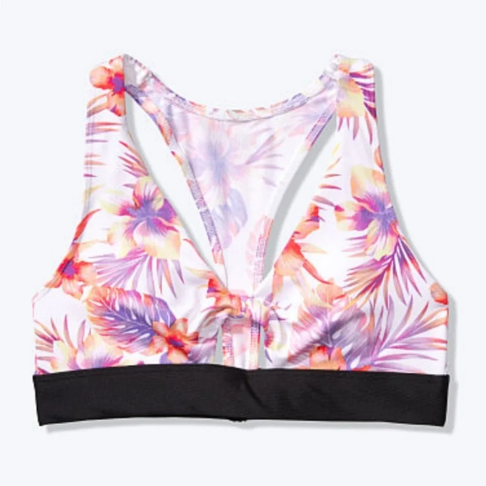 PINK VICTORIA SECRET TIE FRONT SWIM TOP - Picture 3 of 5